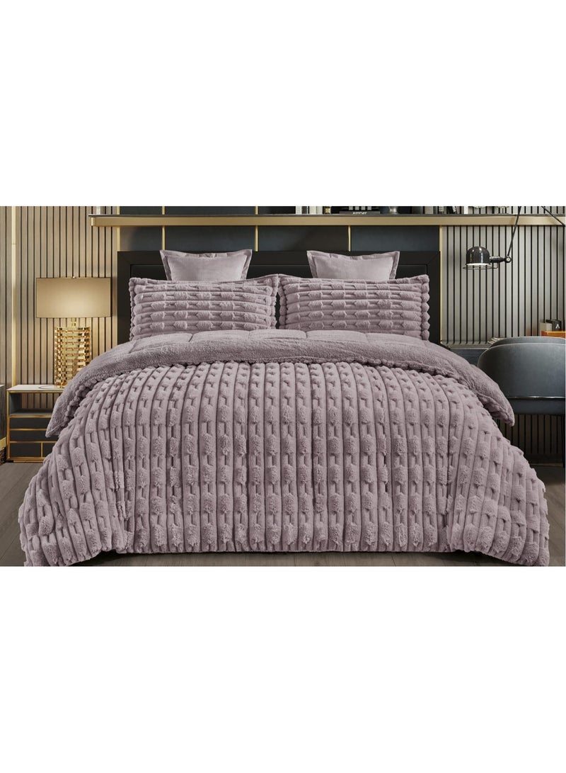Double bed sheet, two-sided system, velvet side and fur side, soft set, 6-piece system, medium filling, practical / King size 230×250cm - Image 1
