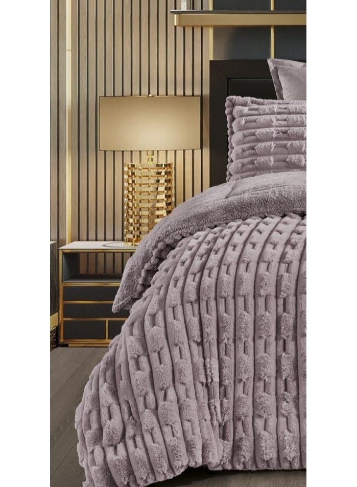 Double bed sheet, two-sided system, velvet side and fur side, soft set, 6-piece system, medium filling, practical / King size 230×250cm - Image 2