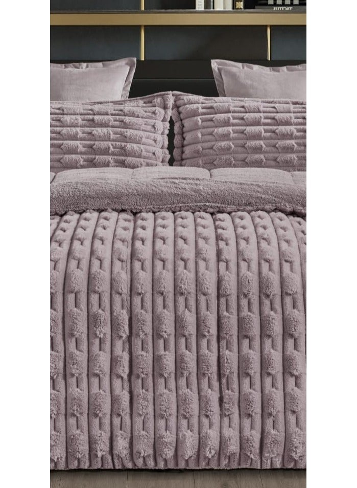 Double bed sheet, two-sided system, velvet side and fur side, soft set, 6-piece system, medium filling, practical / King size 230×250cm - Image 3