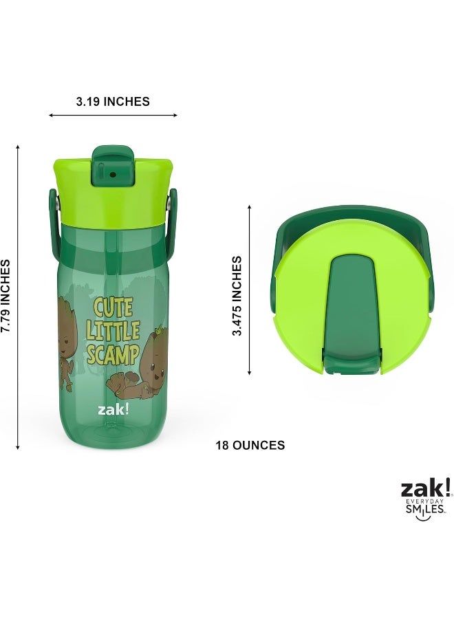 Zak Designs Harmony Marvel Groot Water Bottle for Travel or At Home, 18oz Recycled Plastic is Leak-Proof When Closed with Straw Lid and Carry Handle, 2-Pack (Groot) - Image 5