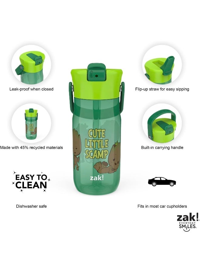 Zak Designs Harmony Marvel Groot Water Bottle for Travel or At Home, 18oz Recycled Plastic is Leak-Proof When Closed with Straw Lid and Carry Handle, 2-Pack (Groot) - Image 4