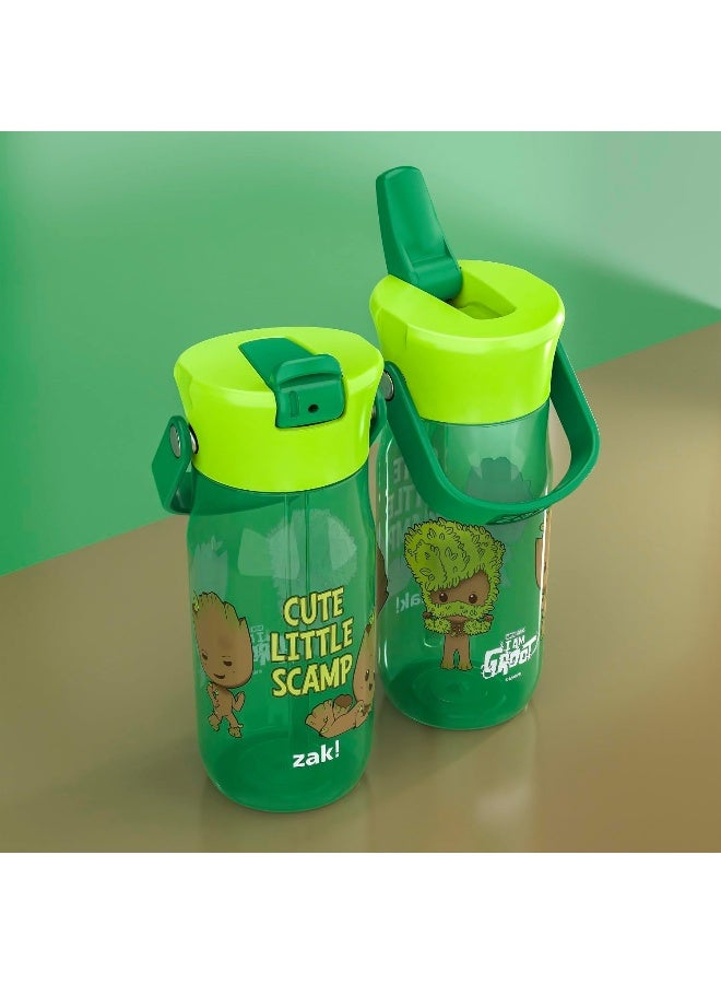 Zak Designs Harmony Marvel Groot Water Bottle for Travel or At Home, 18oz Recycled Plastic is Leak-Proof When Closed with Straw Lid and Carry Handle, 2-Pack (Groot) - Image 3