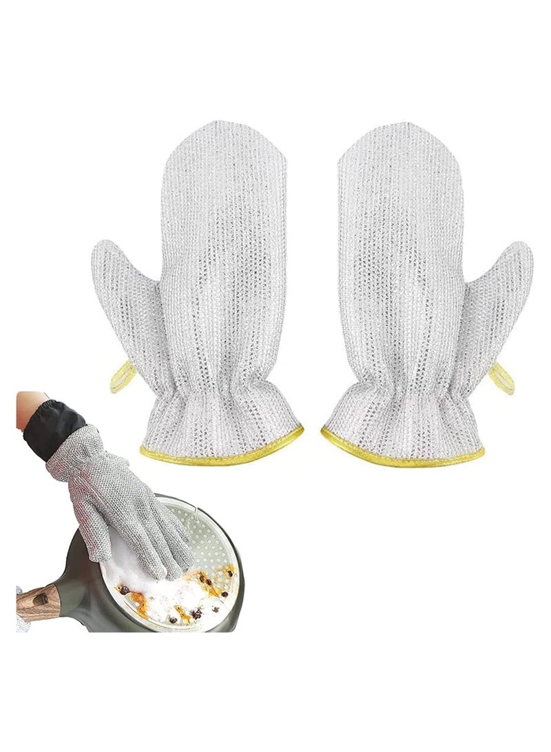 2pcs Wire Gloves for Dish washing and Kitchen Cleaning Anti-Scratch, Heat Insulated Waterproof Oil Resistant Reusable Dish washing Cleaning Tool, Skin-Friendly Kitchen Gloves for Wiping Pots (2 Pieces)  - Image 1