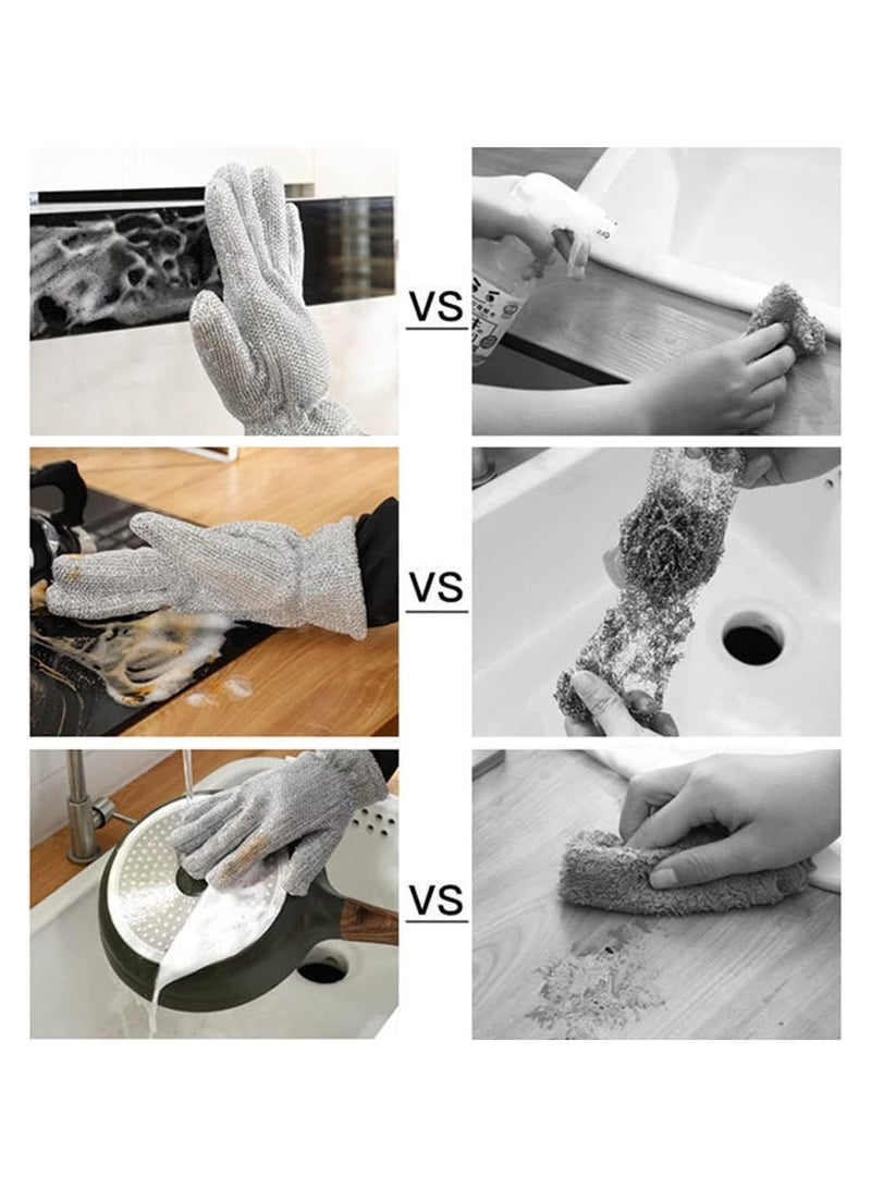 2pcs Wire Gloves for Dish washing and Kitchen Cleaning Anti-Scratch, Heat Insulated Waterproof Oil Resistant Reusable Dish washing Cleaning Tool, Skin-Friendly Kitchen Gloves for Wiping Pots (2 Pieces)  - Image 3