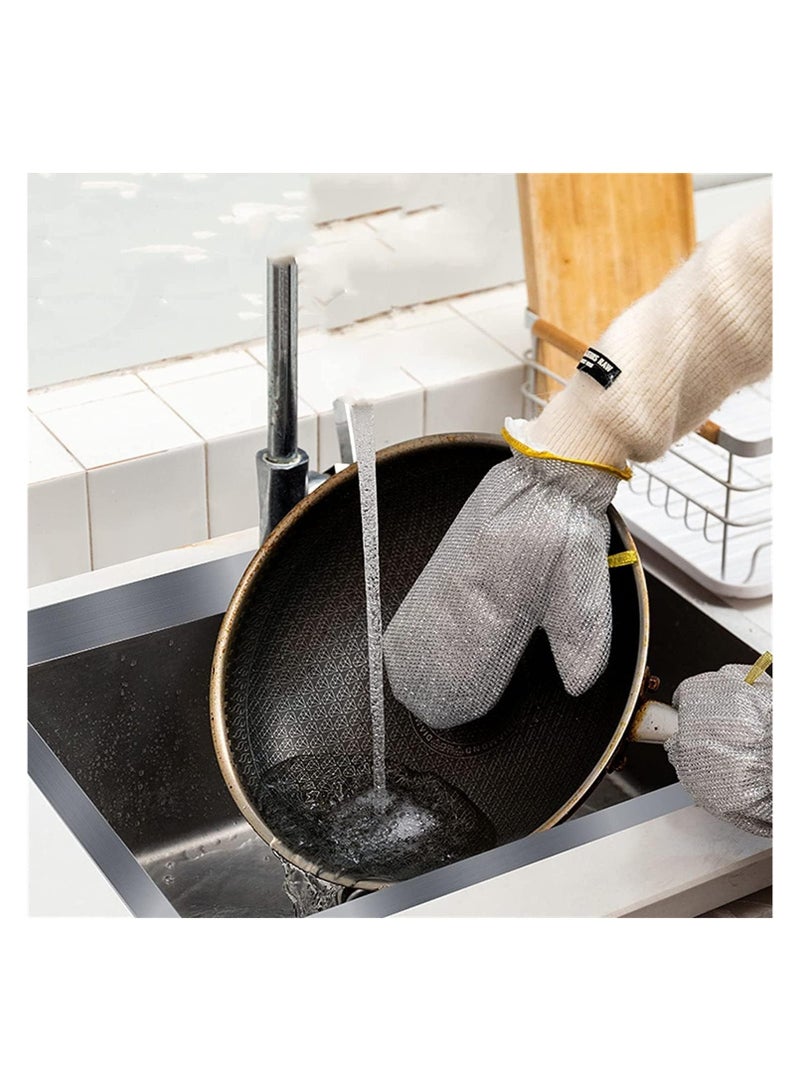 2pcs Wire Gloves for Dish washing and Kitchen Cleaning Anti-Scratch, Heat Insulated Waterproof Oil Resistant Reusable Dish washing Cleaning Tool, Skin-Friendly Kitchen Gloves for Wiping Pots (2 Pieces)  - Image 5