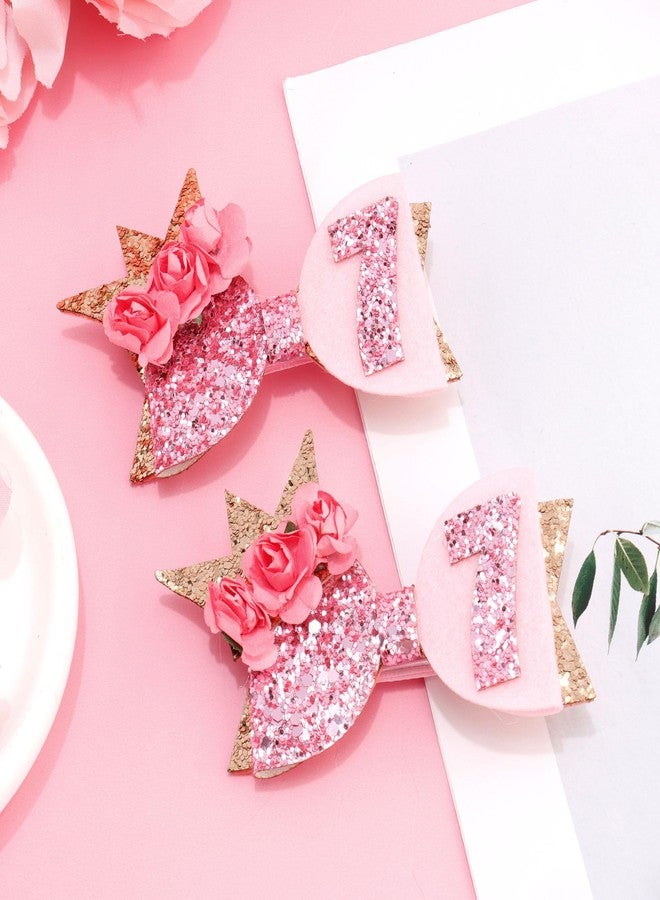 Exacoo 2pcs 7th Birthday Decorations for Girls Pink Bow Hair Clips Sweet Sassy and 6 7 Birthday Decorations Gift Party Supplies Glitter Flower Hair Accessories - Image 5