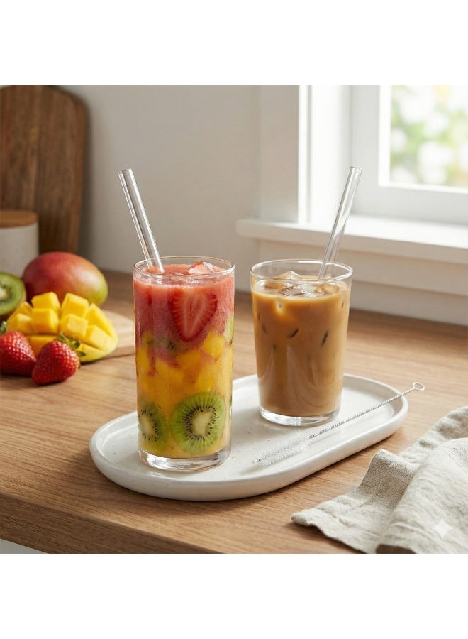 Reusable Glass Drinking Straws Set (4 Pieces) with Cleaning Brush, 20 cm Borosilicate Straws, Dishwasher Safe, Taste-Free for Juice, Smoothies, Iced Coffee & Cocktails - Image 4