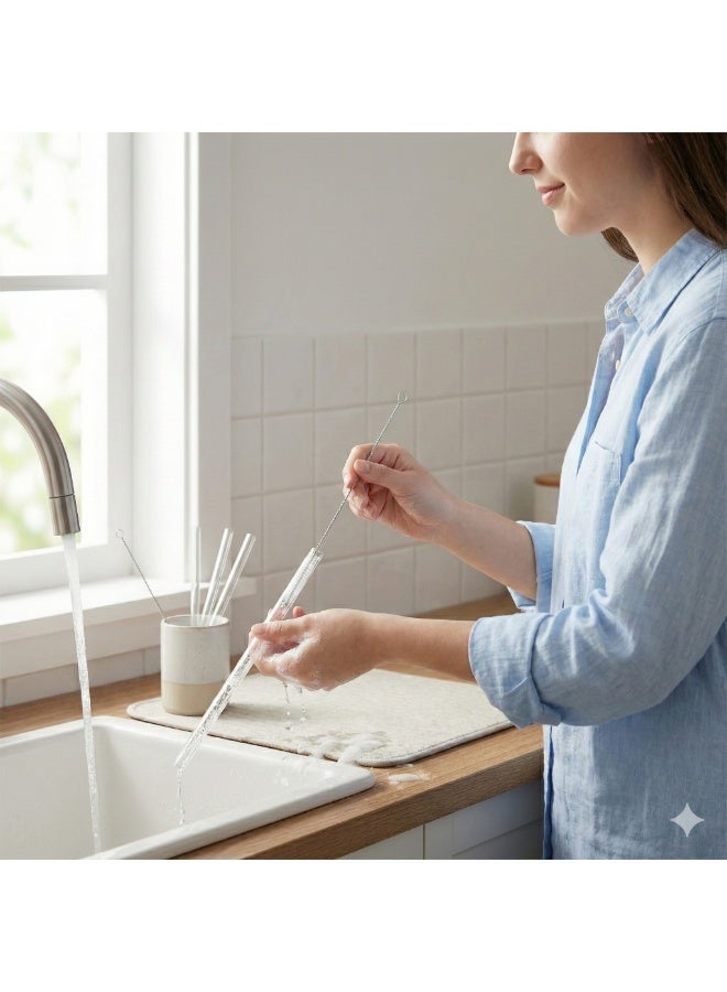 Reusable Glass Drinking Straws Set (4 Pieces) with Cleaning Brush, 20 cm Borosilicate Straws, Dishwasher Safe, Taste-Free for Juice, Smoothies, Iced Coffee & Cocktails - Image 5