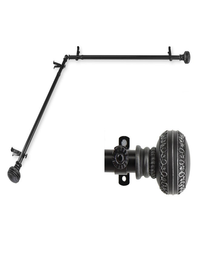 Rod Desyne 13/16" Ornament Corner Window Rod, 48-84 Inch, Black - Image 1