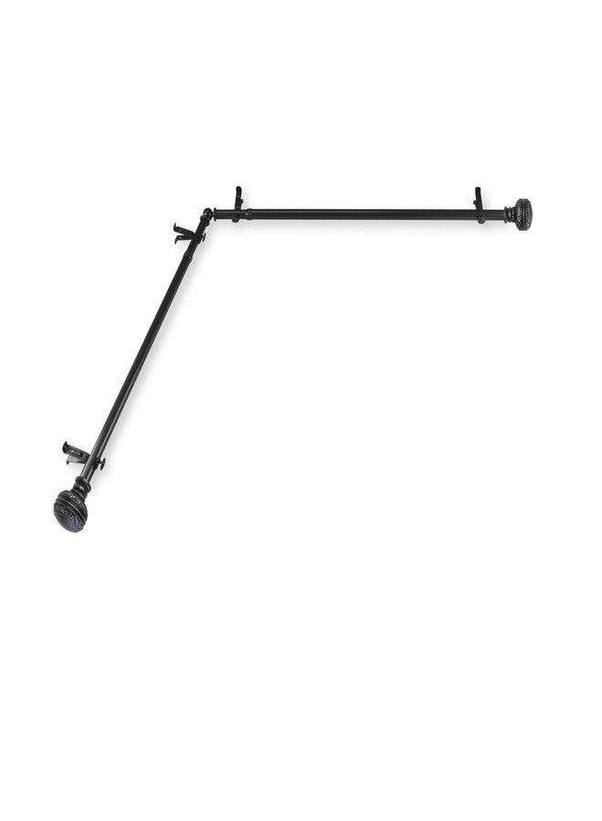 Rod Desyne 13/16" Ornament Corner Window Rod, 48-84 Inch, Black - Image 3