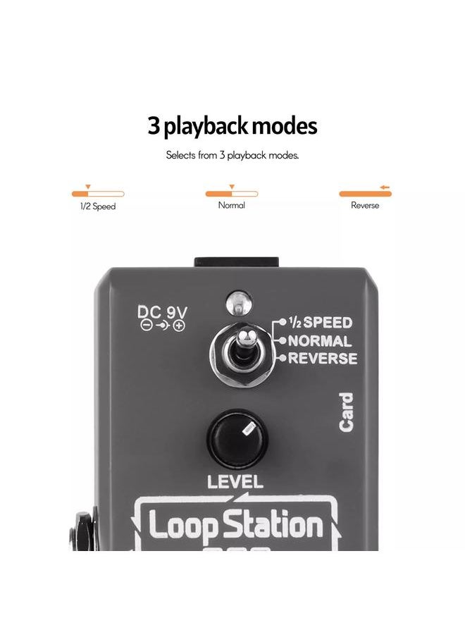Thoraya - ammoon Loop Station Mini Guitar Looper Effect Pedal 10 Minutes Recording Time 3 Working Modes True Bypass Full Metal Shell with 1GB Memory Card - Image 1