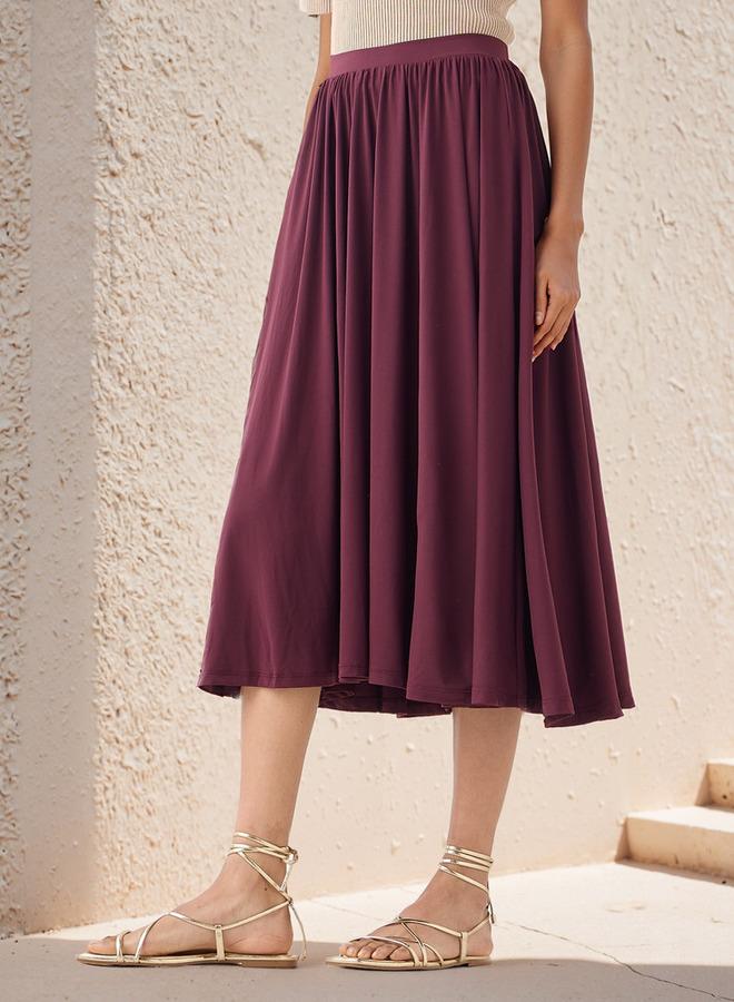 سبلاش فيڤ تنورة واسعة مطوية بخصر مطاطي مريح - Image 1