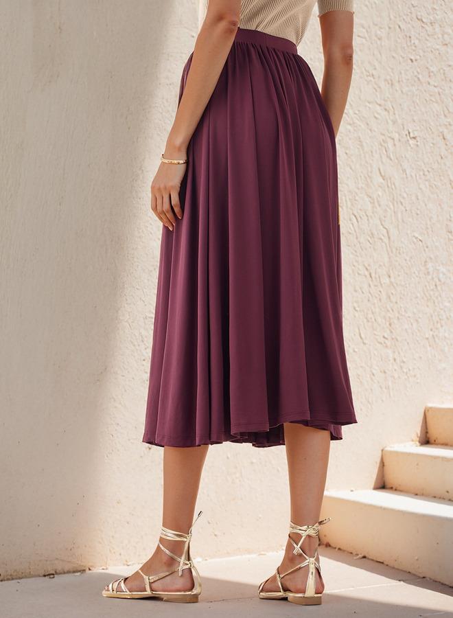 سبلاش فيڤ تنورة واسعة مطوية بخصر مطاطي مريح - Image 3