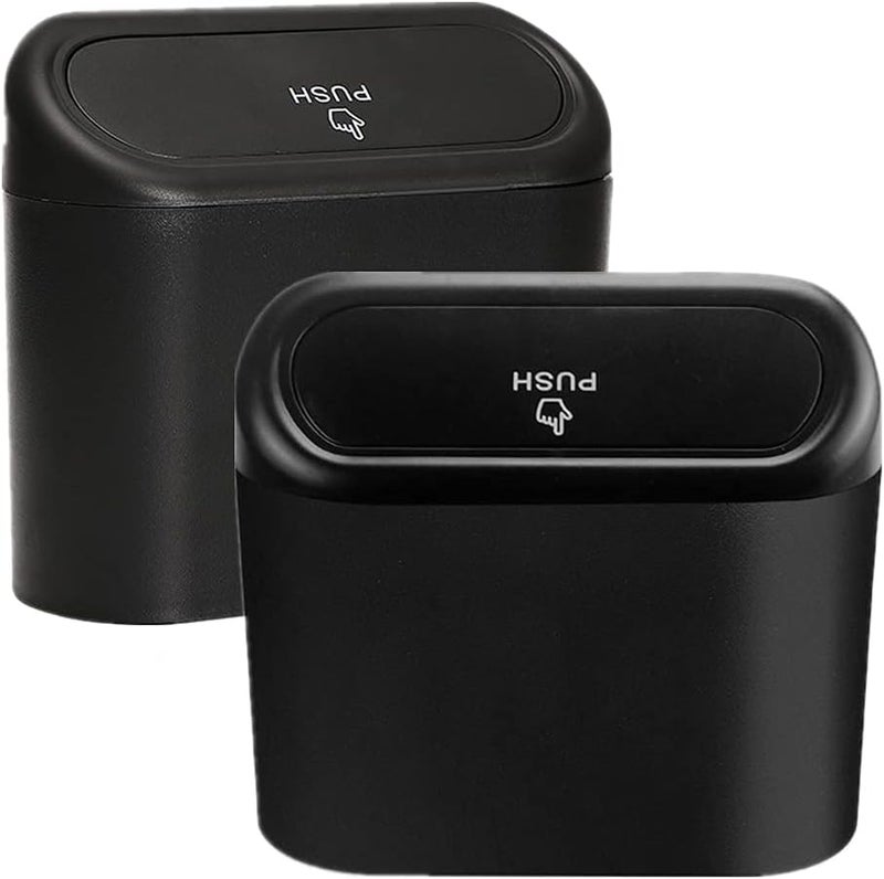 ShowTop Car Trash Can with Lid, Mini Vehicle Trash Bin Car Dustbin Garbage Organizer Storage 2 Packs,Automotive Garbage Can Bin Trash Container for Cars,Home,Office - Image 1