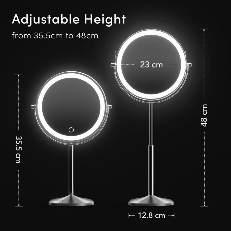 Fancii 9Inch Lighted Makeup Mirror Height Adjustable with 10X 1X Magnification Rechargeable Double Sided LED Vanity Mirror with Light and Stand 360 Swivel Hailey - Image 3