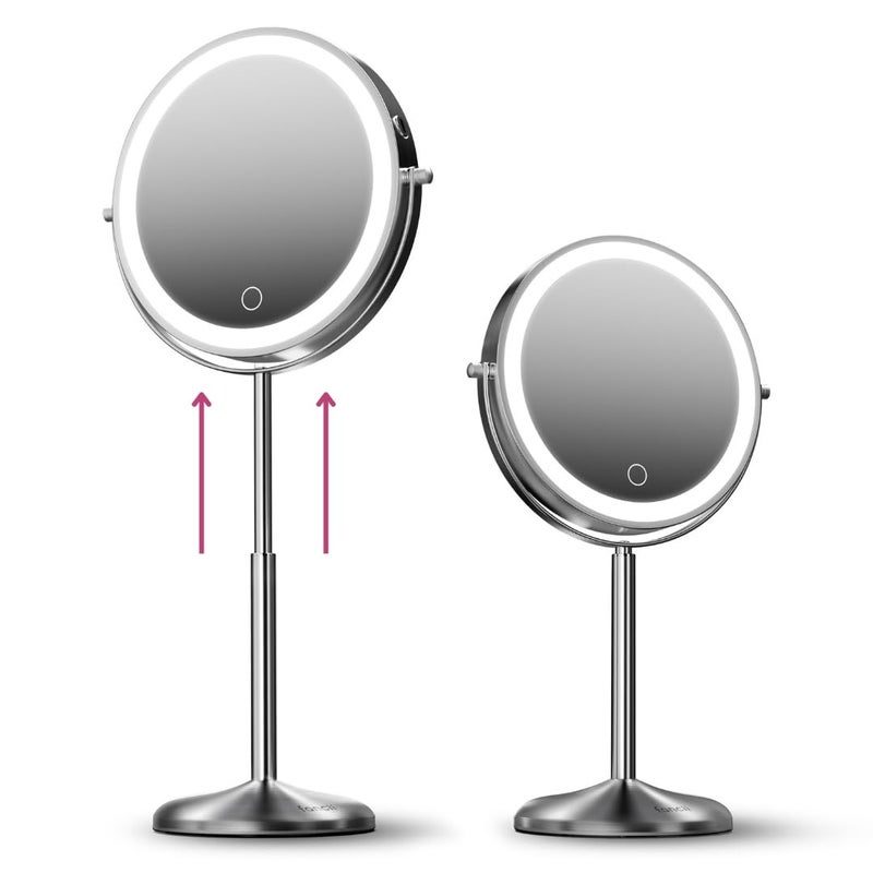 Fancii 9Inch Lighted Makeup Mirror Height Adjustable with 10X 1X Magnification Rechargeable Double Sided LED Vanity Mirror with Light and Stand 360 Swivel Hailey - Image 1