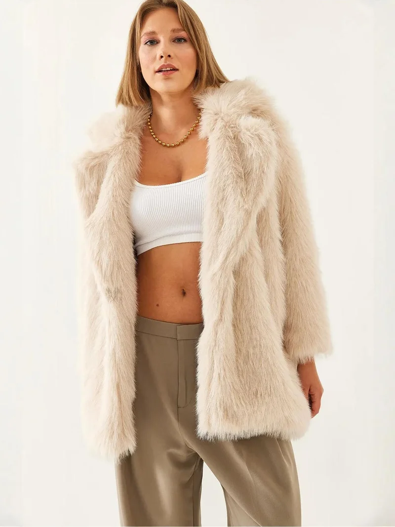Bianco Lucci LUCCI Faux Fur Coat