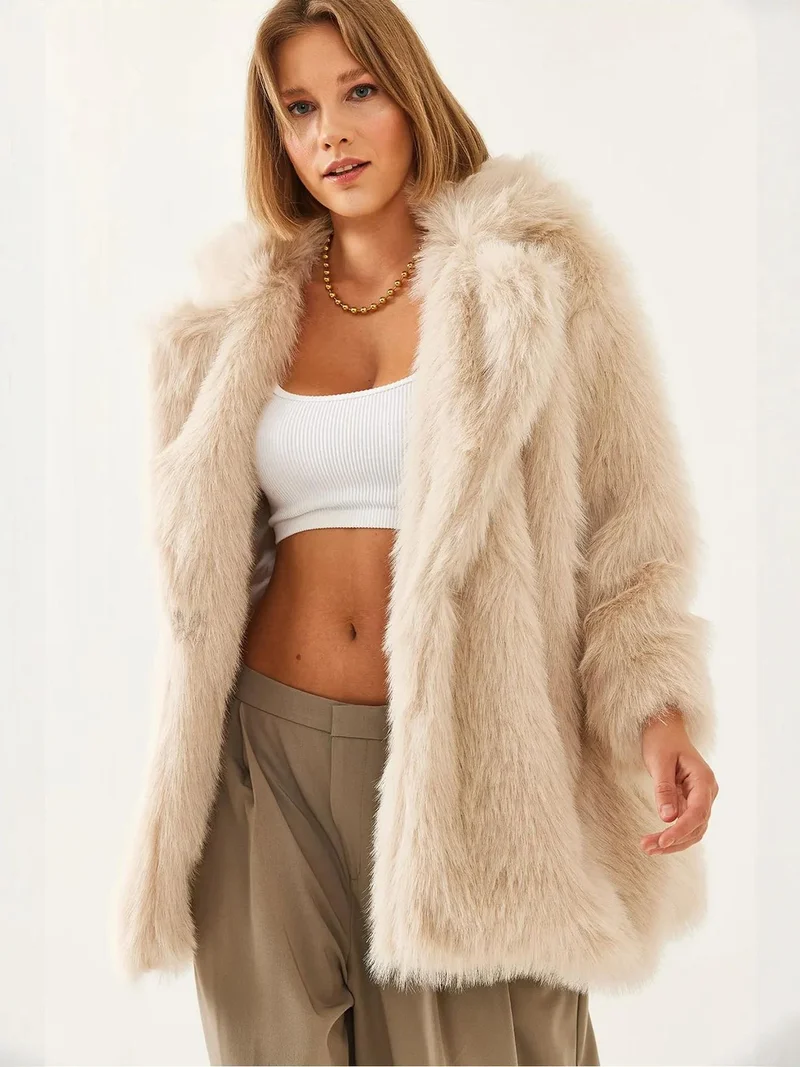Bianco Lucci LUCCI Faux Fur Coat