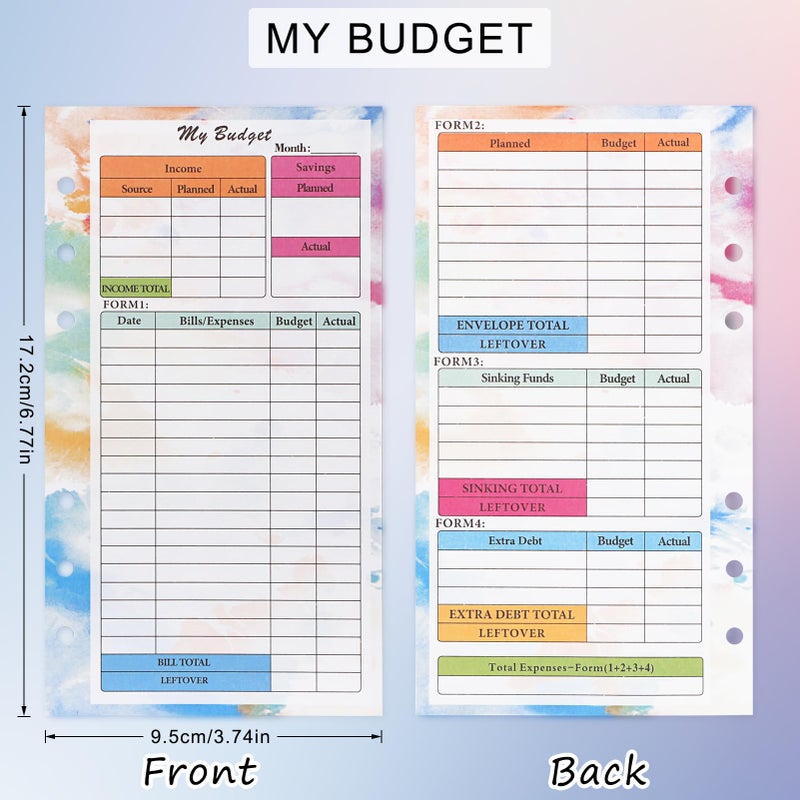 Toplive 3 Pack A6 Planner Refill Paper & Budget Sheets, Monthly Weekly Planner Losse Leaf Inserts 6 Hole Expense Tracker or A6 Planner Binder Cover Budget Bill Saving Organizer, Colorful 3 Pack - Image 4