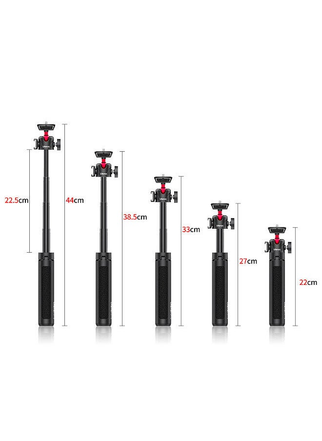 Ulanzi - Ulanzi MT-16 Extendable Selfie Stick Tripod 4-Section 44cm/17.3in 2KG Payload with 360° Swivel Ball Head Cold Shoe Universal 1/4 Screw for Phone Camera Microphone LED Light Mounting - Image 1