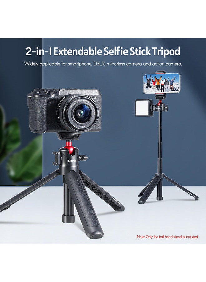 Ulanzi - Ulanzi MT-16 Extendable Selfie Stick Tripod 4-Section 44cm/17.3in 2KG Payload with 360° Swivel Ball Head Cold Shoe Universal 1/4 Screw for Phone Camera Microphone LED Light Mounting - Image 1