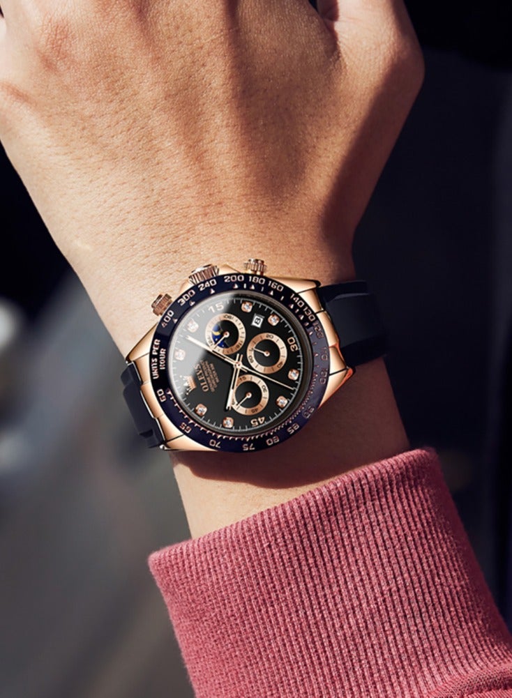 OLEVS Luxury Men Watch Quartz Man Watches Waterproof Luminous Top Brand Watch for Men Diamond Moon Phase Analog Quartz Male Wrist Watches for Men Waterproof Luminous - Image 3