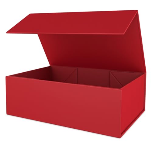 ROSTELACK Gift Box 10" x 6" x 3" with Magnetic Closure Lid Gift Boxe for Presents,Bridesmaid Gifts Boxes,Cute Box,Birthday Box,Luxury for Gift Packaging, Magnetic Gift Boxe for Wrapping Gifts(Red) - Image 1