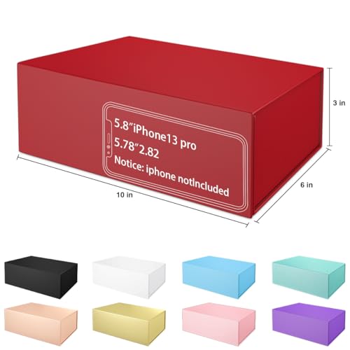 ROSTELACK Gift Box 10" x 6" x 3" with Magnetic Closure Lid Gift Boxe for Presents,Bridesmaid Gifts Boxes,Cute Box,Birthday Box,Luxury for Gift Packaging, Magnetic Gift Boxe for Wrapping Gifts(Red) - Image 2