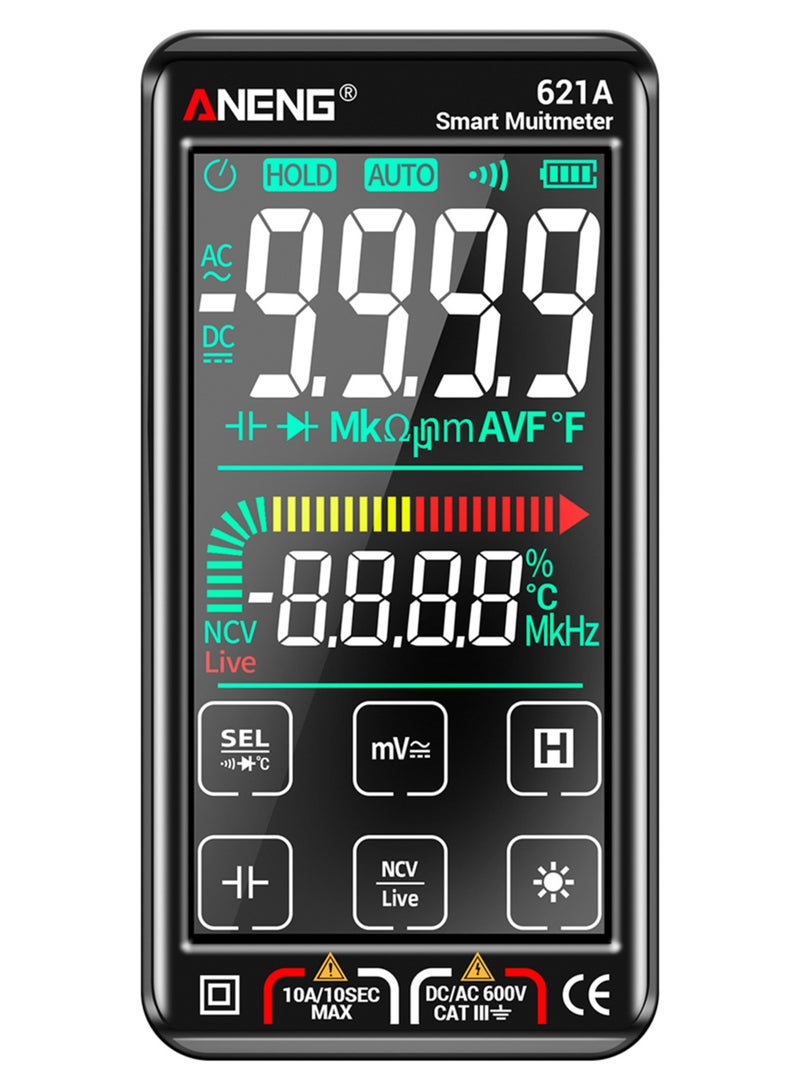 Touch Screen Intelligent Portable Rechargeable Digital Multimeter, 9999 Counts, Auto Range, NCV Universal Voltmeter Ammeter in Black Color. - Image 1