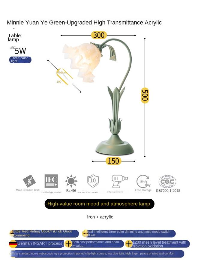 Bluejw Vintage Bedside Table Lamp Atmosphere Lamp Bedroom Ins French Style Pastoral DIY Reversible Birthday Gift Flower Table Lamp - Image 1