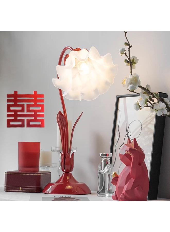 Bluejw Vintage Bedside Table Lamp Atmosphere Lamp Bedroom Ins French Style Pastoral DIY Reversible Birthday Gift Flower Table Lamp - Image 4