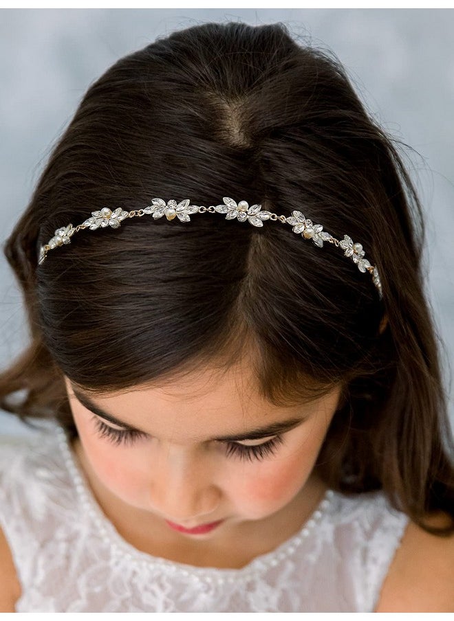 SWEETV Flower Girl Hair Accessories For Wedding Headband Girls Headpiece Princess Crystal Hair Pieces For Birthday Party, First Communion  - Image 2