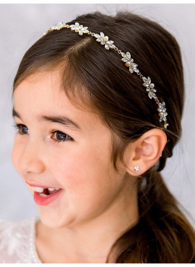 SWEETV Flower Girl Hair Accessories For Wedding Headband Girls Headpiece Princess Crystal Hair Pieces For Birthday Party, First Communion  - Image 3