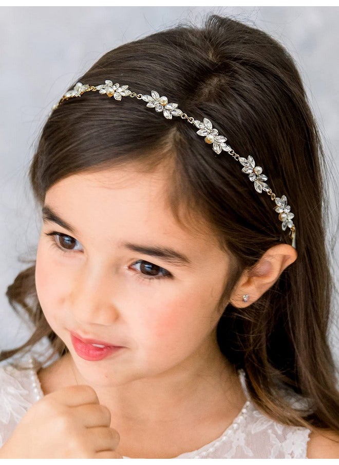 SWEETV Flower Girl Hair Accessories For Wedding Headband Girls Headpiece Princess Crystal Hair Pieces For Birthday Party, First Communion  - Image 1