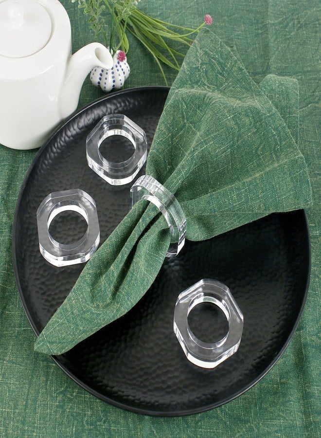 CLEENTABLE Clear Napkin Holder, Napkin Rings Set of 12, Fall Thanksgiving Christmas Napkin Rings, Festival Acrylic Napkin Ring Holders, Napkin Ring Bulk for Wedding, Party, Elegant Table Settings - Image 2