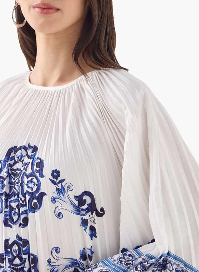 تواكستريمز فستان قفطان ميدي بأكمام 3/4 وطبعات أزهار من تو إكستريمز - Image 4