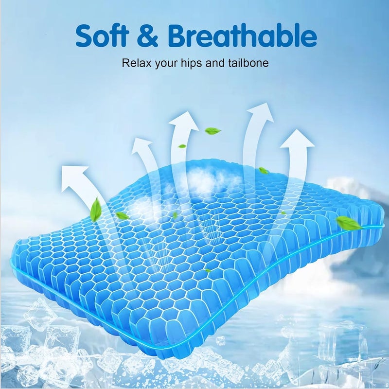 كاست ويف وسادة مقعد جل محمولة للسفر، مقاس كبير 16.5 بوصة × 12 بوصة، وسادة مقعد كرسي قابلة للطي فائقة السماكة، تصميم شبكي جل لراحة جلوس فائقة لمقاعد الطائرات والتخييم والمدرجات - Image 2