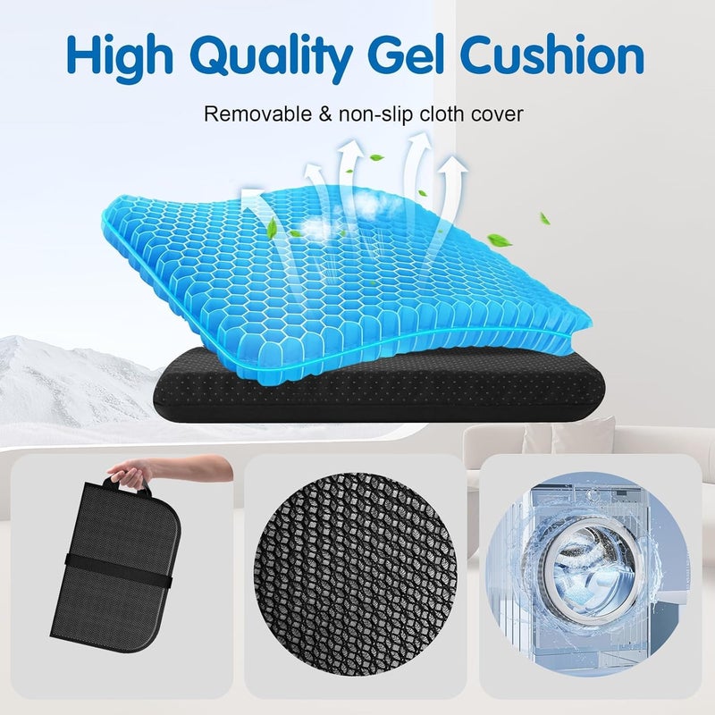 كاست ويف وسادة مقعد جل محمولة للسفر، مقاس كبير 16.5 بوصة × 12 بوصة، وسادة مقعد كرسي قابلة للطي فائقة السماكة، تصميم شبكي جل لراحة جلوس فائقة لمقاعد الطائرات والتخييم والمدرجات - Image 3