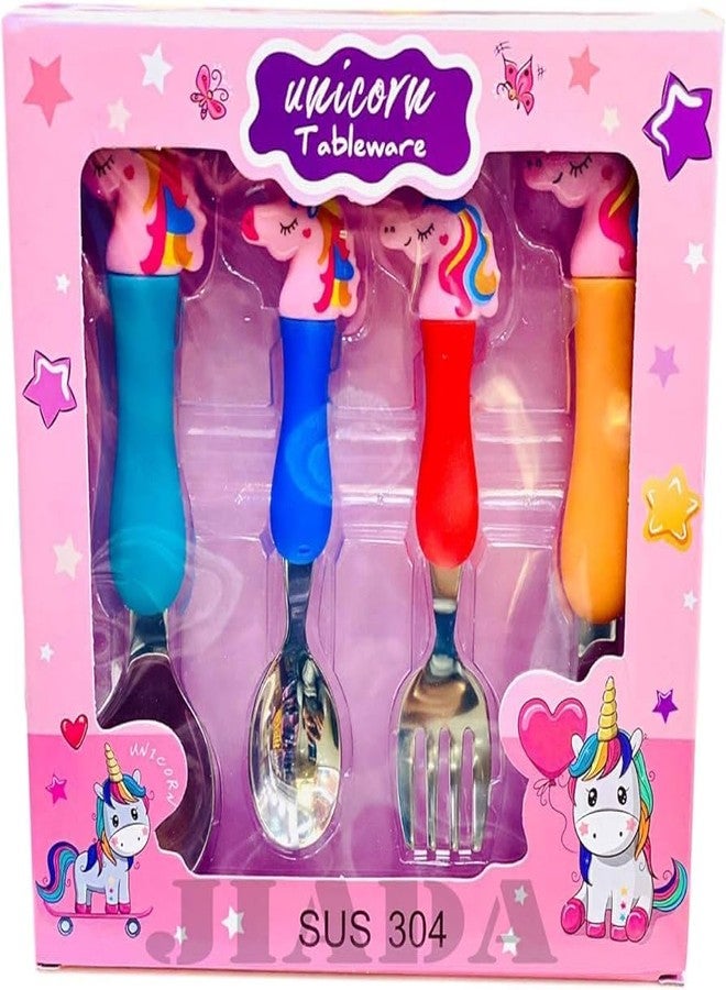 PANCIKAA Unicorn Tableware Set of Feeding Fork and Spoon for Kids (Multicolour, Pack of 2) - Image 5