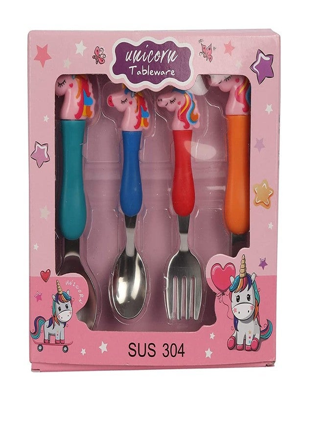 PANCIKAA Unicorn Tableware Set of Feeding Fork and Spoon for Kids (Multicolour, Pack of 2) - Image 2