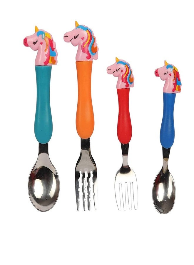 PANCIKAA Unicorn Tableware Set of Feeding Fork and Spoon for Kids (Multicolour, Pack of 2) - Image 3