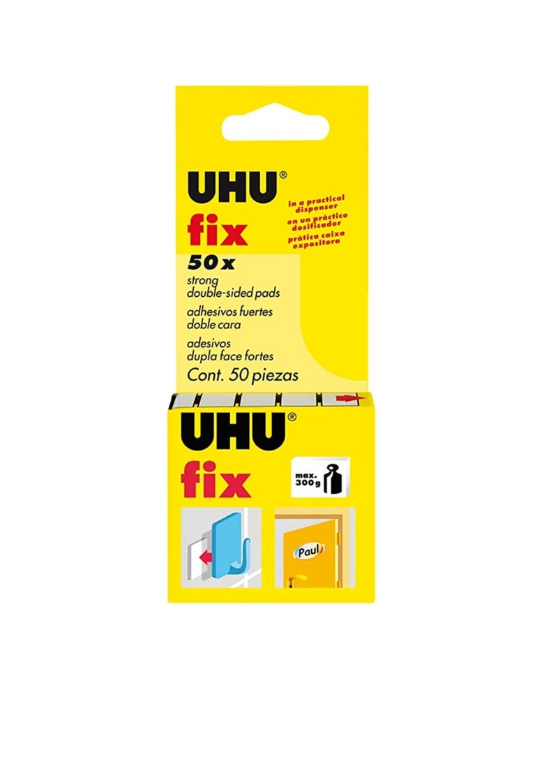 UHU Fix Mounting Tape, Double Sided Foam Tape Pads, 50 Pads - Image 1