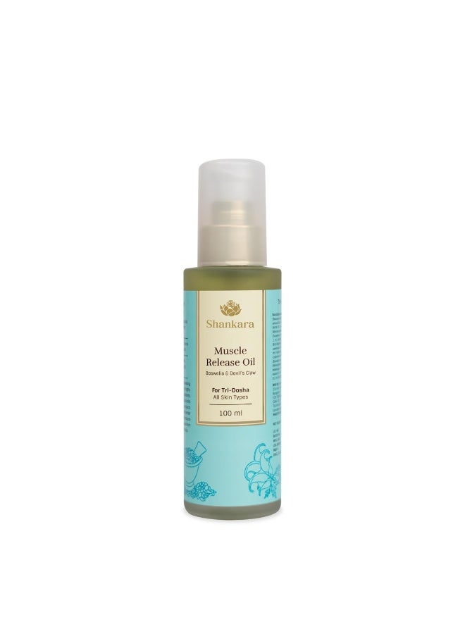 Shankara Muscle Release Oil enriched with Frankincense, Plai & Helichrysum | Ayurvedic Pain Relief & Stress Relief Oil | Anti-Inflammatory & Nourishing Formula | Pure Essential Oil for deep massage | For Men & Women All Skin Types-100ml - Image 1