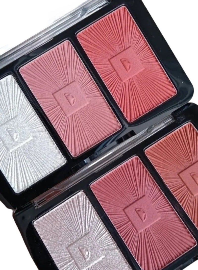 Character Glow & Blush Trio Highlighter And Blush Palette Travel Friendly (CGT001) - Image 3