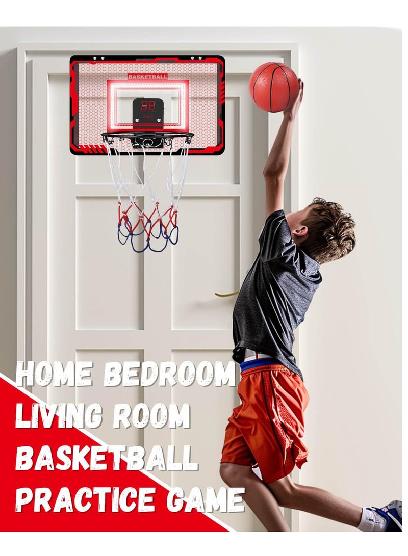 Excefore Indoor Basketball Hoop Set with 4 Balls for Kids and Adults - Pro Mini Basketball Hoop for Door with Complete Basketball Accessories, Basketball Game Toys Gifts for 3-12+ Year Old (Red)  - Image 2