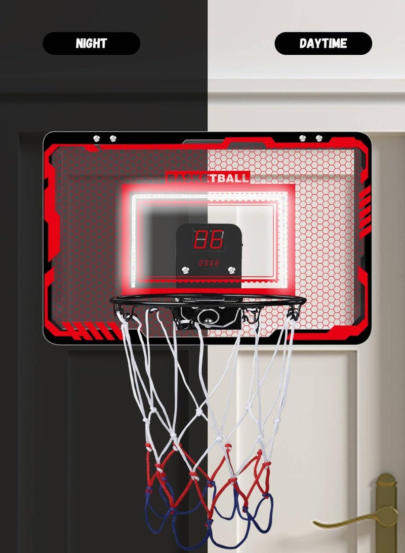Excefore Indoor Basketball Hoop Set with 4 Balls for Kids and Adults - Pro Mini Basketball Hoop for Door with Complete Basketball Accessories, Basketball Game Toys Gifts for 3-12+ Year Old (Red)  - Image 4