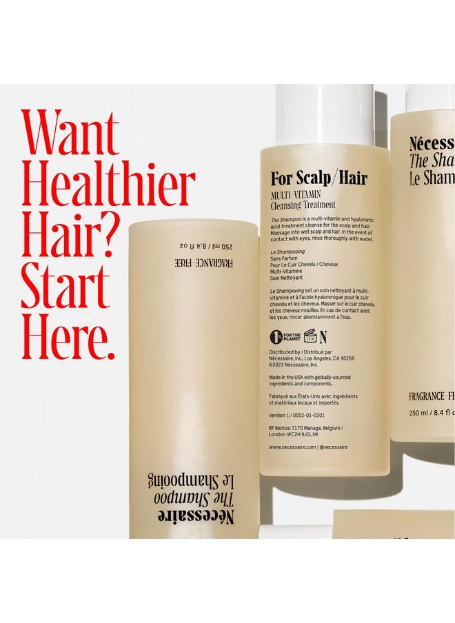Necessaire - The Shampoo Fragrancefree Hyaluronic Acid + Vitamin B Complex. For Hair Thinning + Dryness. Dermatologisttested. Hypoallergenic. 8.4Oz - Image 1