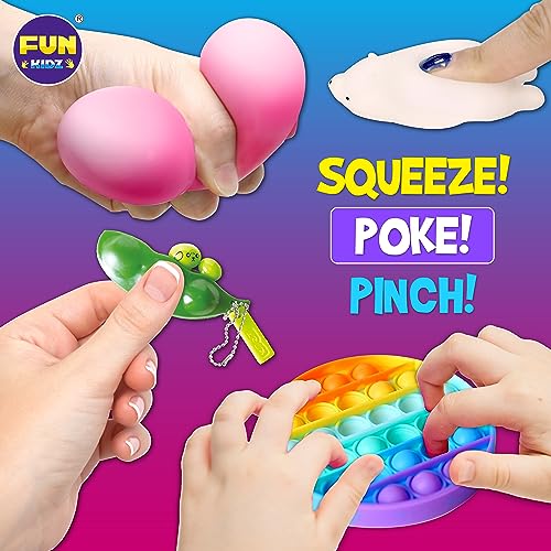 FUN KIDZ صندوق ألعاب فidget للأولاد والبنات 412 FunKidz ألعاب فidget للأطفال 57 هدايا عيد ميلاد حسية غامضة للأوتيزم في صندوق كنز محمول قابل لإعادة الاستخدام هدايا حفلات رائعة - Image 5