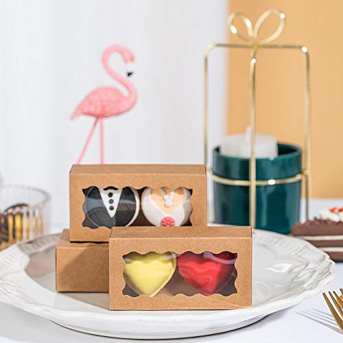 JCXGRVC small treat boxes with window - 100pcs candy box for chocolate & bakery treats Macaron Packaging for Wedding 4.17 x 2.16 x 1.37 inches macaron boxes for 2 - Image 5