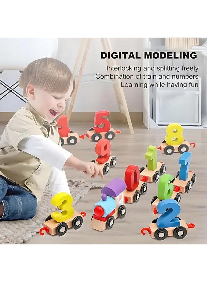 Famous Quality FAMOUS QUALITY Wooden Learning Toy Numbers Educational Play Train with Sliding Wheels, Pre School Learning Game for Kids 3 Years & Above  - Image 3